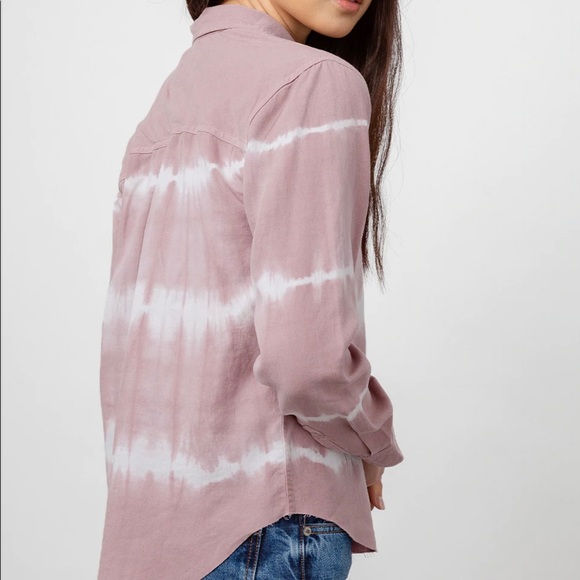 RAILS Ingrid Raw Long Sleeve Short In Mauve White - Picture 5 of 8
